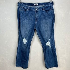 Levis women plus size 22W 414 classic straight jeans blue medium wash distressed